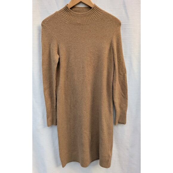 J Crew Womens Wool Blend Mock Neck Sweater Dress Sz XS Extra Soft Tan Preppy - Picture 1 of 7